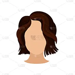 时尚女性的发型。女性头部，棕色短发。时髦的发型。平面矢量元素为美容院海报