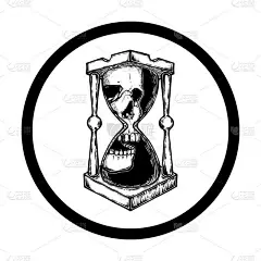 装饰古董死亡沙漏与骷髅插图。手绘塔罗牌。素描为涂鸦纹身，嬉皮士T恤设计，老式风格的海报。纹身设计矢量