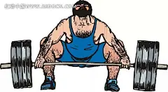 抬头举杠铃的举重运动员卡通画插画|杠铃|举重|卡通画|生活百科|矢量素材|手绘|运动员|儿童卡通画|卡通画人物|卡通画人物图片|情侣卡通画