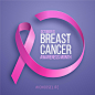 Breast cancer awareness month with realistic pink ribbon