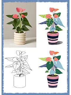 学插画的日常｜扁平风植物盆栽 - 小红书
