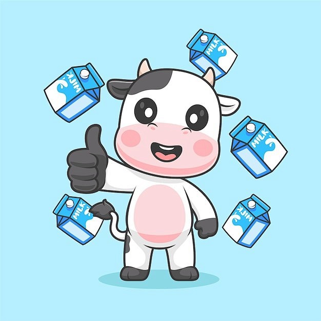 可爱卡通牛插画矢量图设计素材
