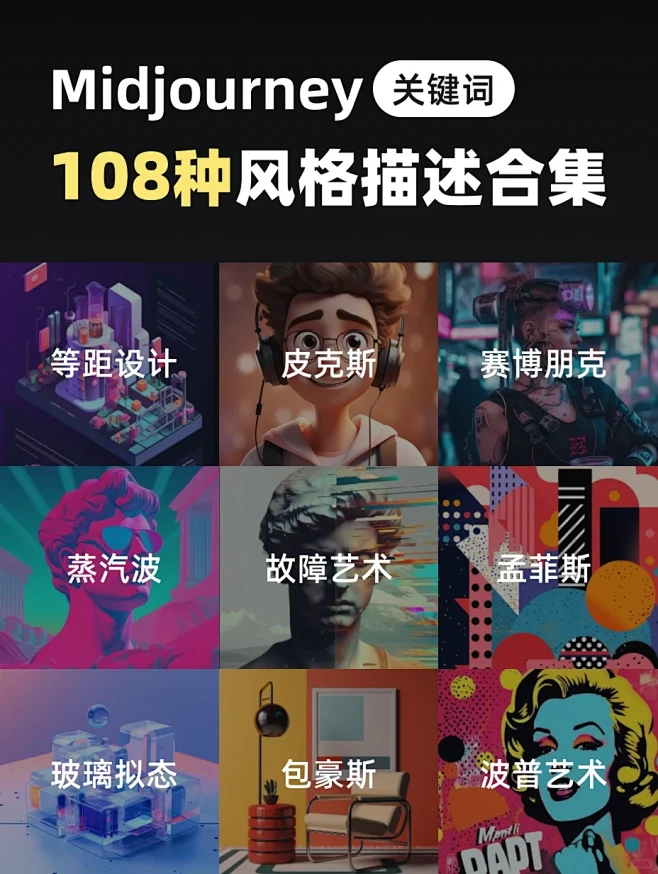 MJ超全干货｜108种风格关键词中英图文...