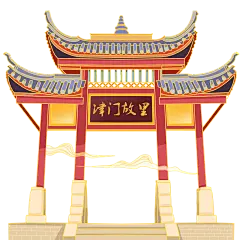 中国风主题-建筑物插画贴纸（大尺寸）
