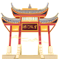 中国风主题-建筑物插画贴纸（大尺寸）