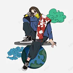 手绘潮流人物元素 创意素材