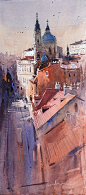 Prague by Eugen Chisnicean Watercolor http://eugenchisnicean.com