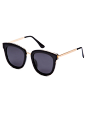 Black Bold Frame Metal Arm Sunglasses