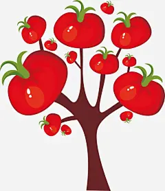 卡通西红柿树_新图网 https://ixintu.com 矢量 卡通 线条 手绘 插图 AI 插画 树木 大树 抽象 蔬菜 西红柿 红色