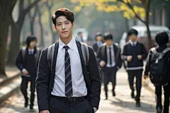 高颜值的大学校园英俊男学生