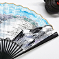 长白山 雪山 十年等你归 手绘折扇 绢布定制题字古风稻米坠子瘦金-淘宝网