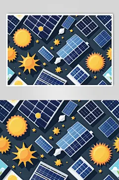 AI数字艺术太阳能光伏板工地场景插画