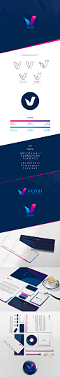 Vicron : Logo and brand identity for vicron Studios. At first, i thought of creating the logo from musical activities being a recording studio like using a music note, microphone, speaker, chord or the likes, but the client preferred the first letter whic