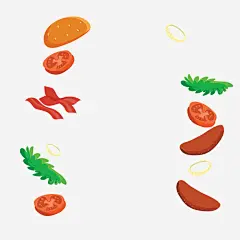 手绘西红柿青菜食物_新图网 https://ixintu.com 卡通食物 西红柿 汉堡食物 背景装饰 青菜 手绘