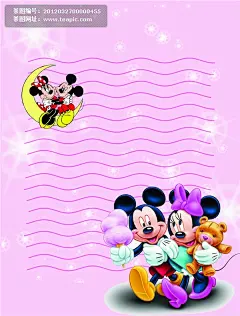 卡通信纸#米老鼠##米妮##米奇##卡通##信纸##月亮##星光##玩偶##冰激凌##蝴蝶结#