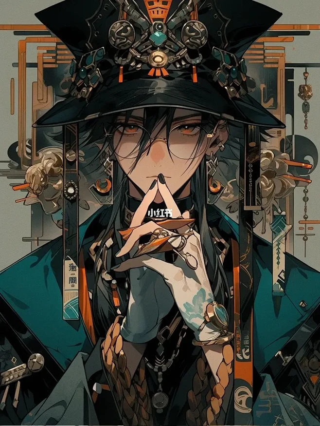 ai设计 男性祖母绿色调角色设计