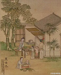 今天是五月初五端午节。关于端午节的来历说法众多，光是衍生出的习俗就有吃粽子、插艾草、赛龙舟等等。清代，每年端午节皇帝都会在朝冠上戴艾草，身上拴五毒荷包。圆明园盛时，会在福海举办龙舟竞渡活动，以龙舟酬节。【端阳故事图册】描绘了历代各地的端午节风俗。你们那里，过端午的习俗又是什么呢？