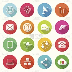 通信彩色图标矢量