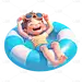 夏天3D光感人物游泳圈元素