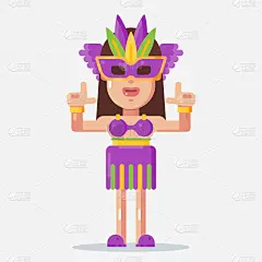 身着奇装异服的女子用手指枪摆姿势庆祝狂欢节