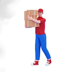 C4D模型3D立体快递小哥PNG免抠元素