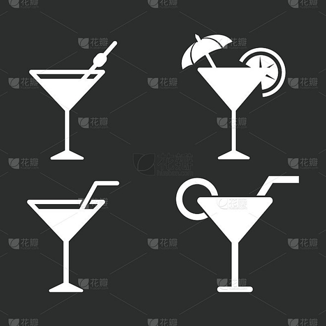 鸡尾酒-矢量图标。