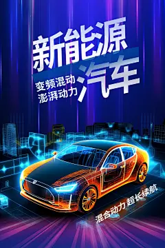 新能源智能汽车试驾锂电池混动购车海报