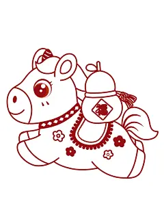 马宝宝奔腾卡通插画祝福线稿72-07