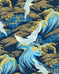 #绘画参考# 绘画素材丨织物上的鹤纹 ​​​​