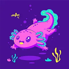 可爱卡通蝾螈插画矢量图设计素材