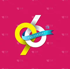 96周年纪念简单标志，网页，游戏模板设计，创意海报，小册子，传单，传单，杂志，请帖