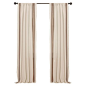 Beige curtain with contrasting border striping.   Product: Set of 2 curtainsConstruction Material: 100% Polyest...