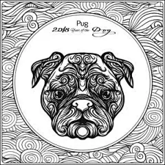 2018年狗年中国传统宠物狗白底勾线画填色图矢量设计ai288-淘宝网