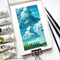 3,590 mentions J’aime, 52 commentaires - Vianka Guinaz (@vianka_guinaz) sur Instagram : "A very simple gouache clouds. Simple blue sky, clouds and grassy hill, typical right? I made some…"