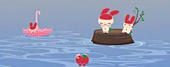 可爱小兔漂流桌面壁纸