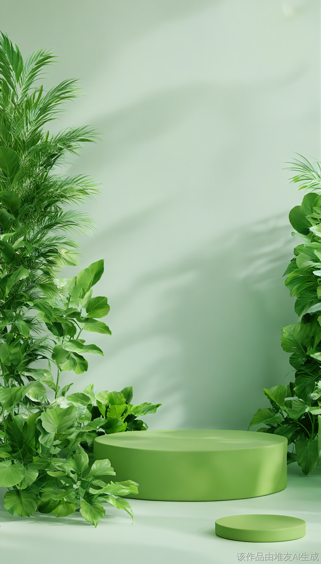 绿色植物叶子展台电商背景