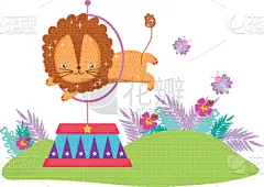可爱的,狮子,火,马戏团,戒指,野生动物,小的,动物,童年,跳