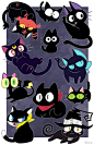 小黑猫咪可爱卡通