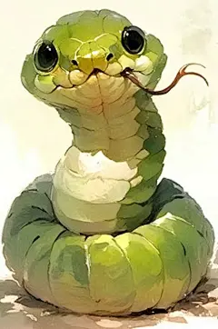 AI数字艺术蛇年可爱小青蛇插画