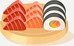 寿司迷你生鱼片矢量图免抠素材_新图网 https://ixintu.com 亚洲食物 卡通风格 寿司 扁平风格 生鱼片 矢量食物 迷你 矢量图