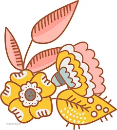 甜蜜色彩手绘花卉插画