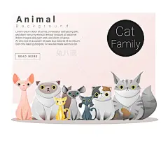 s0232-20套猫狗小动物家族海报图案AI矢量卡通插画设计素材-淘宝网