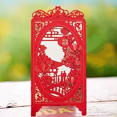 韩创意结婚中式烫金镂空新人请帖婚礼礼物祝福贺卡红色江南卡片-淘宝网