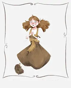 复古女孩_新图网 https://ixintu.com 手绘女孩 可爱女孩 小刺猬 欧洲风 女孩插画