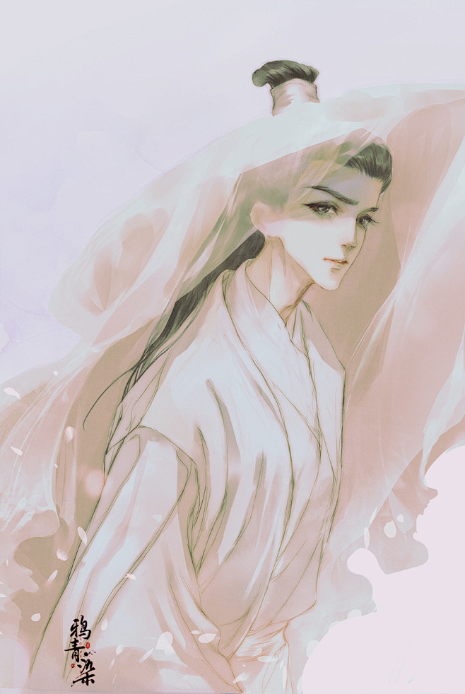 月出皓兮，佼人懰兮_鸦青染__插画师作品...