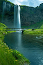 旅行风景 自然 瀑布 风景 塞里雅兰瀑布瀑布，冰岛瀑布大桥 #国外#