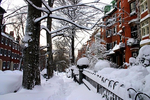 下雪天，笔架山，波士顿，马萨诸塞州