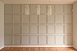 Small trim in squares add architectural interest to a focal wall. See DUI tutorial on studio36interiors.com