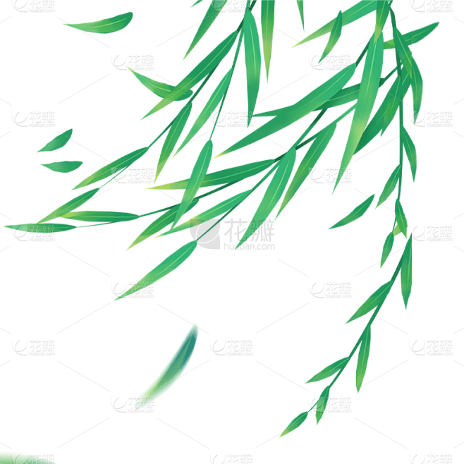 清新清明节柳叶元素贴纸