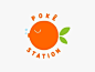 Poke station  water ocean sea orange fish illustration design color food dribbble logotype icon logo